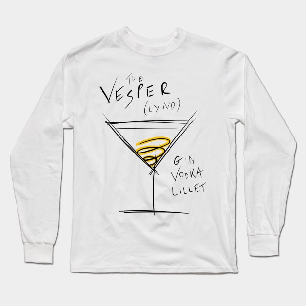 The Vesper Martini James Bond Long Sleeve T-Shirt by Jamie Collins